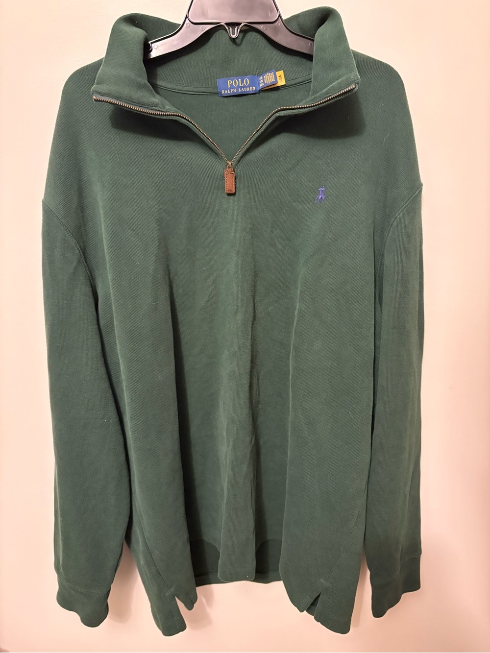 Vintage Polo Ralph Lauren Sweater Mens Xxl Green 1/4 Quarter Zip Pullover Pony